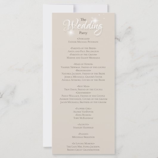 Glitterende Champagne Luxe Trouwprogramma (Achterkant)