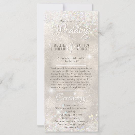 Glitterende Champagne Luxe Trouwprogramma (Voorkant)