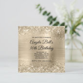 Glitterende Champagnetinten Goud Folie Fantasie Mo Kaart (Staand voorkant)