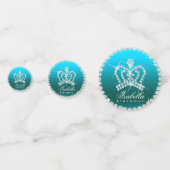 Glitterende Crown Aqua Tafel Confetti (Voorkanten)