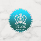 Glitterende Crown Aqua Tafel Confetti (Kleine voorkant)