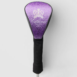 Glitterende Crown Paarse Golf Head Hoesje Golfheadcover
