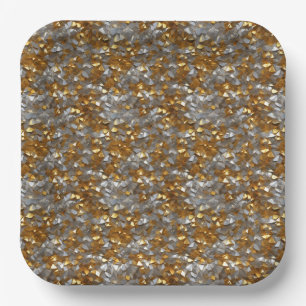 Glitterende decoratieve goud & zilver papieren bordje
