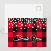 Glitterende diamant rode Buffalo geruite bedankt Briefkaart (Voorkant / Achterkant)