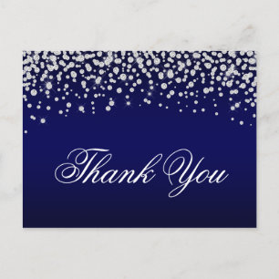 Glitterende diamanten confetti Navy Blue Ombre Dan Briefkaart