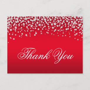 Glitterende diamanten confetti rode ombre dank je briefkaart