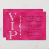 Glitterende diamanten Roze glitter VIP-feest Kaart (Voorkant / Achterkant)