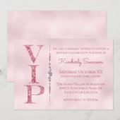 Glitterende Diamanten Roze Glitter VIP Feestje Kaart (Voorkant / Achterkant)