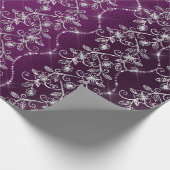 Glitterende diamanten zilveren bloemenpaars grijs  cadeaupapier (Hoek)