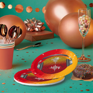 Glitterende Disco Bal Papieren Bordje