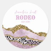 Glitterende Disco-cowgirl vrijgezellenfeest, goude Ronde Sticker (Voorkant)