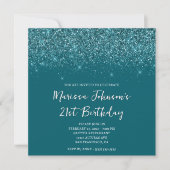 Glitterende donker turquoise 21e verjaardag kaart (Voorkant)