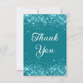 Glitterende donker turquoise 40e verjaardag bedankkaart (Voorkant)