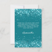 Glitterende donker turquoise 40e verjaardag bedankkaart (Achterkant)