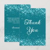 Glitterende donker turquoise 40e verjaardag bedankkaart (Voorkant / Achterkant)