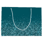 Glitterende donkerteal elegante handtekening naam groot cadeauzakje (Achterkant)
