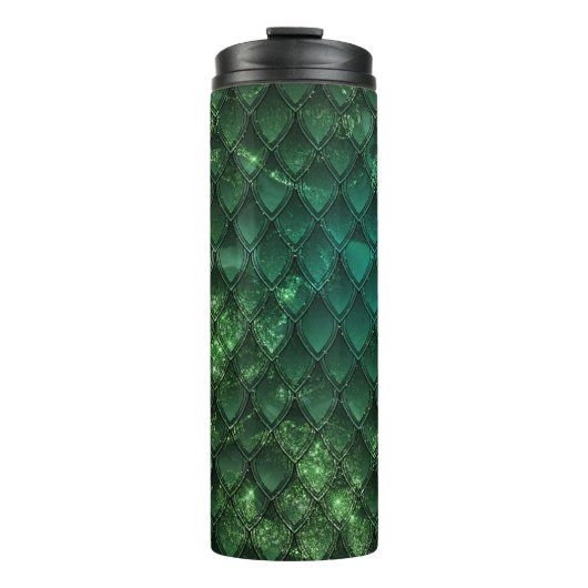 Glitterende Dragonschaalpatroon Thermosbeker (Voorkant)