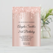 Glitterende Drips Roze Goud Ombre Kaart (Staand voorkant)