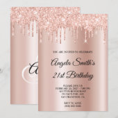 Glitterende Drips Roze Goud Ombre Kaart (Voorkant / Achterkant)