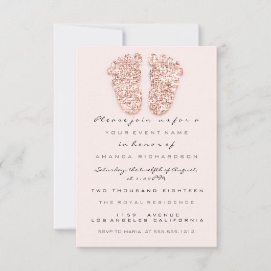 Glitterende druppels roze baby shower meisje jonge kaart (Voorkant)