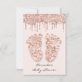 Glitterende druppels roze baby shower meisje jonge kaart (Achterkant)