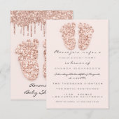 Glitterende druppels roze baby shower meisje jonge kaart (Voorkant / Achterkant)