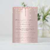 Glitterende druppels roze gouden formele uitnodigi kaart (Staand voorkant)