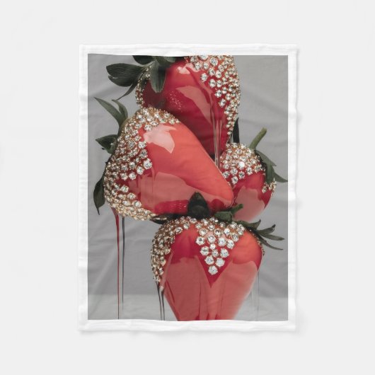 Glitterende Edelsteen Aardbeien Dekbed Fleece Deken (Voorkant)