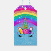 Glitterende Eenhoorn Hoorn Gezicht Feest Regenboog Cadeaulabel (Achterkant)
