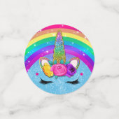 Glitterende Eenhoorn Hoorn Gezicht Feest Regenboog Confetti (Kleine voorkant)