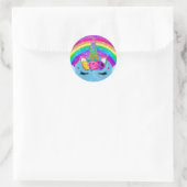Glitterende Eenhoorn Hoorn Gezicht Feest Regenboog Ronde Sticker (Tas)