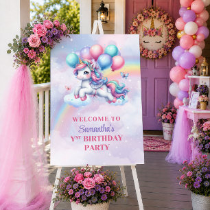 Glitterende Eenhoorn Roze Paars Meisje Verjaardag Poster