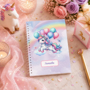 Glitterende Eenhoorn Roze Paars Meisje Verjaardags Notitieboek