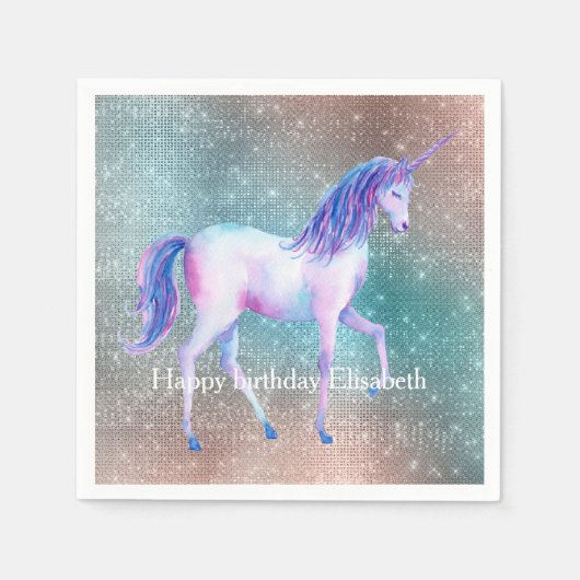 Glitterende Eenhoorn Servet (Voorkant)
