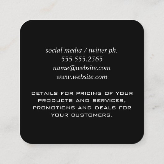 Glitterende Fancy Boutique Vierkante Visitekaartje (Achterkant)