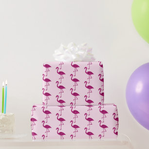 Glitterende flamingo glinsterpatroon roze cadeaupapier