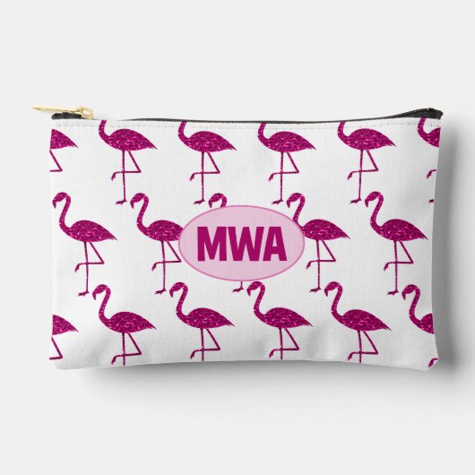 Glitterende flamingo hete roze nepsparkling Monogr Etui (Voorkant)
