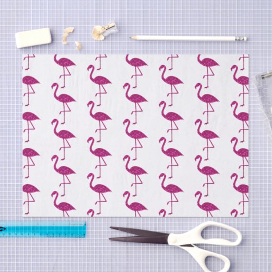Glitterende flamingo Roze glanspatroon wit Tissuepapier (Craft)