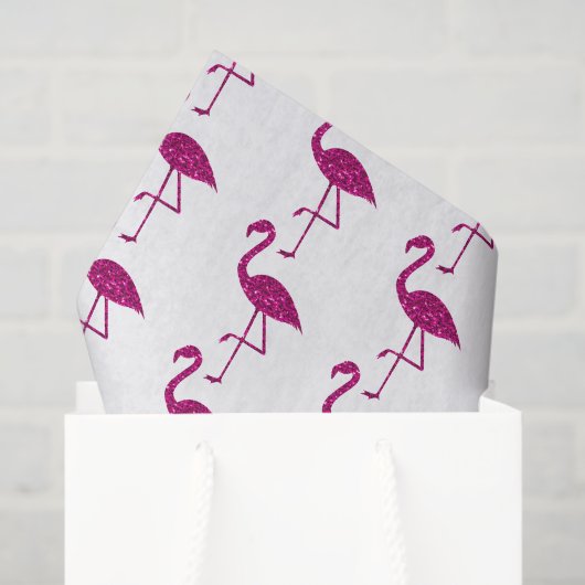 Glitterende flamingo Roze glanspatroon wit Tissuepapier (Cadeauzakje)