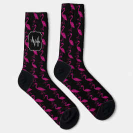 Glitterende flamingo Roze glinsterend patroon Mono Sokken