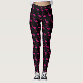 Glitterende flamingo Roze glinsterpatroon zwart Leggings