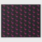 Glitterende flamingo Roze glitterpatroon zwart Cadeaupapier (Vlak)