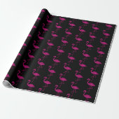Glitterende flamingo Roze glitterpatroon zwart Cadeaupapier (Uitgerold)