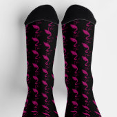 Glitterende flamingo Roze glitterpatroon zwart Sokken (Top)