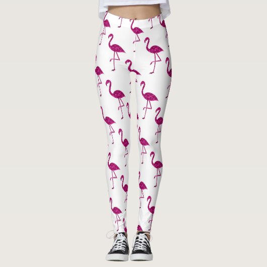 Glitterende flamingo Roze glitters glinsterend pat Leggings (Voorkant)