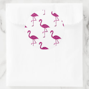 Glitterende flamingo Roze glitters glinsterend pat Ronde Sticker