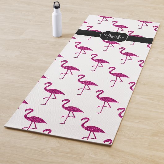 Glitterende flamingo Roze glitters Glitters Monogr Yogamat (In situ)