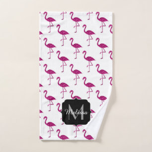Glitterende flamingo Roze glitters glittert Monogr Bad Handdoek
