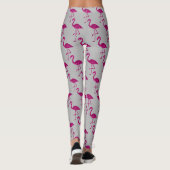 Glitterende flamingo Roze glitters patroon grijs Leggings (Achterkant)