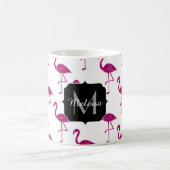Glitterende flamingo Roze glitters patroon Monogra Koffiemok (Center)